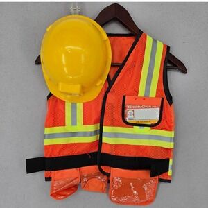 Youth Small-Medium Construction Vest and Hard Hat Costume Kids Career Day Play